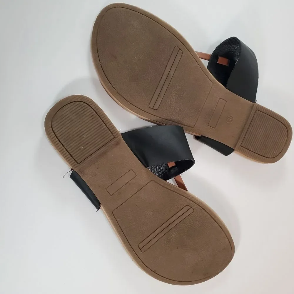 Cute black slip on sandals